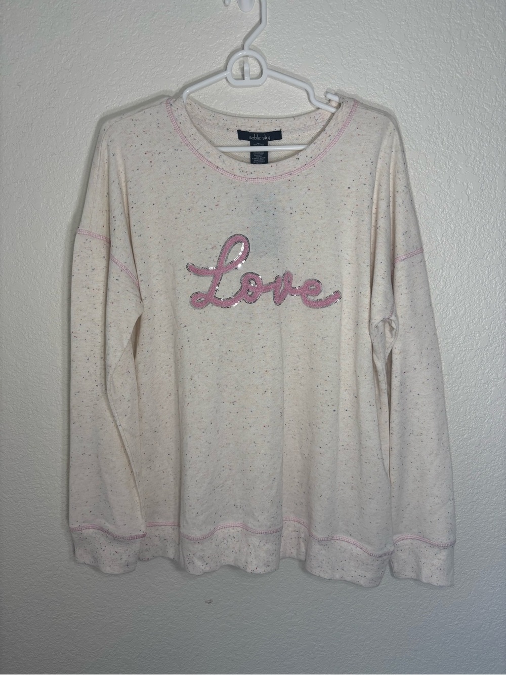 NWT Women’s Sable Sky “Love” Long Sleeve With Multicolor Splatter- Size XL